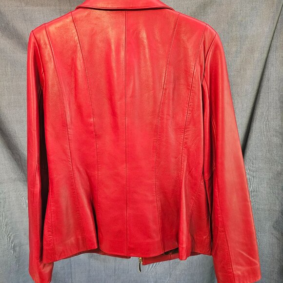 Jones New York stunning red leather coat. Size M - Picture 6 of 6